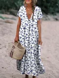 Floral-Printed Maxi Holiday Dress