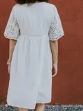 White Graphic Half Sleeve Dresses