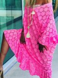 Boho Guipure Lace Short Sleeve Floral Dresses