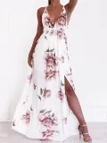 V Neck Floral Sweet Maxi Dresses