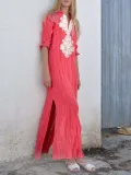 Women Casual Cotton Dress Shift Holiday Maxi Dresses