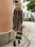 Red Vintage Linen A-Line Printed Dresses