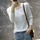 针织衫新款2020潮品女装纯色修身长袖打底衫套头毛衣V领针织女装