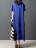 Women Pockets Casual Dress Shift Daily Short Sleeve Solid Dress