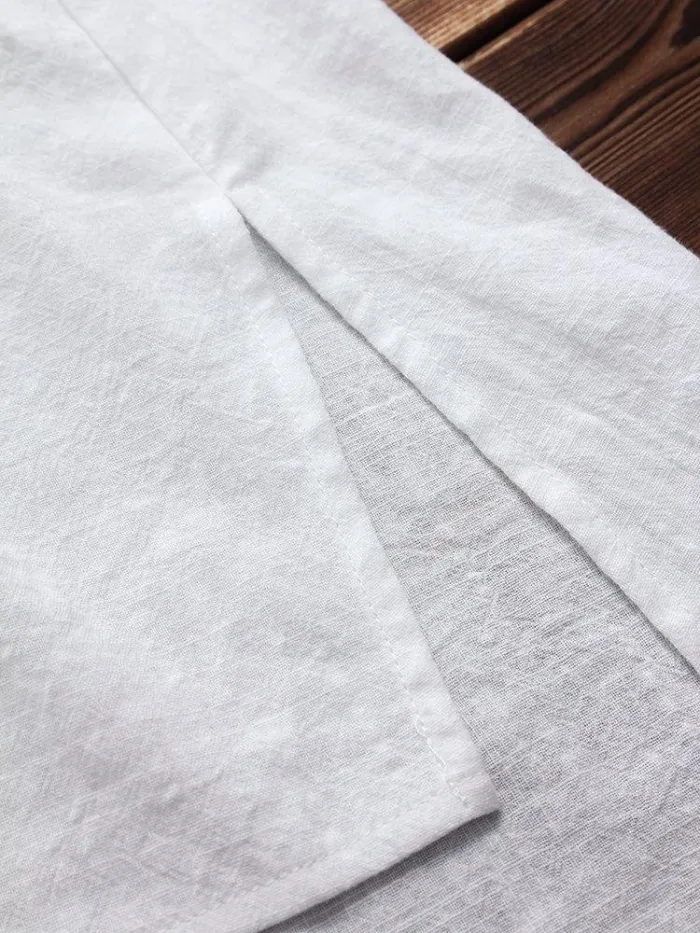 Casual Solid Buttoned Cotton Casual Dress