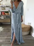 Light Blue Elegant Polyester Casual Dress