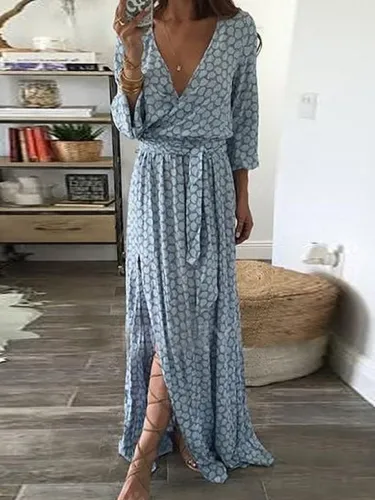 Light Blue Elegant Polyester Casual Dress