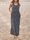 Sleeveless Striped Casual Dresses