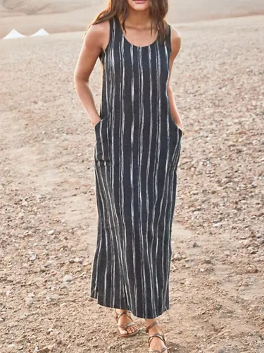 Sleeveless Striped Casual Dresses