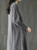 Black Solid Casual Crew Neck Cotton Casual Dress