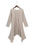 3/4 Sleeve Asymmetrical Ruched Plus Size Dress