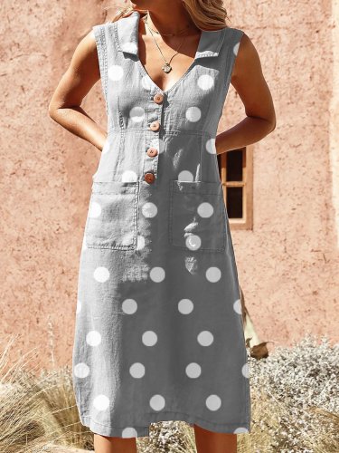 Elegant Buttoned Down Solid Pockets Plus Size Dress