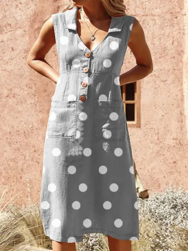 Elegant Buttoned Down Solid Pockets Plus Size Dress