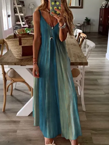Dyed Maxi Spaghetti Holiday Dress