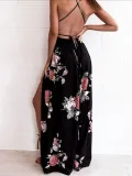 V Neck Floral Sweet Maxi Dresses