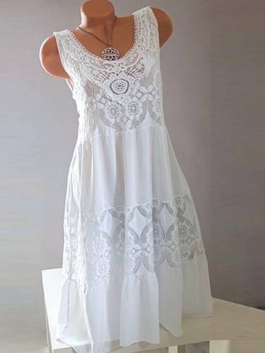 White Cotton Sleeveless Dresses