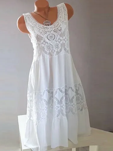 White Cotton Sleeveless Dresses