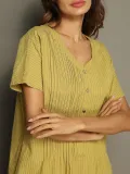 Striped Casual V Neck Linen Maxi Dresses
