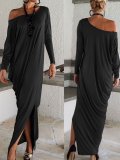Batwing One Shoulder Casual Dress