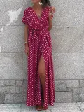Holiday Floral-Print Polka Dots Dresses