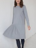 Light Gray Long Sleeve Linen Dresses