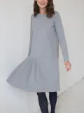 Light Gray Long Sleeve Linen Dresses