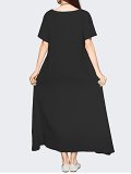 Deep Blue Basic Crew Neck Casual Dress