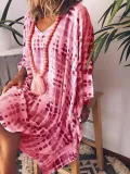 V Neck Printed Vintage Dresses