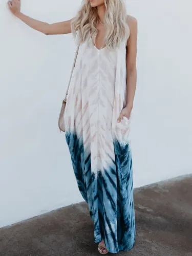 White Swing V-Neck Casual Maxi Dress