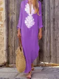 Women Casual Cotton Dress Shift Holiday Maxi Dresses