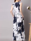Casual Drawstring Printed Two-Piece Maxi Plus Size Dress