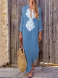 Women Casual Cotton Dress Shift Holiday Maxi Dresses