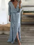 Light Blue Elegant Polyester Casual Dress