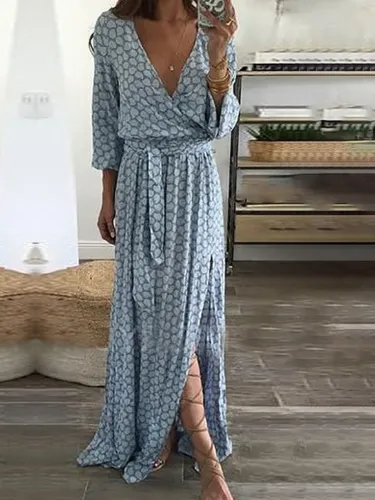 Light Blue Elegant Polyester Casual Dress