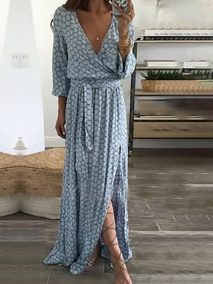 Light Blue Elegant Polyester Casual Dress