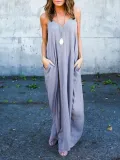 Spaghetti A-line Resort Solid Dress