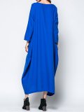 Crew Neck Women Fall Dress Cocoon Daily Paneled Solid Dress