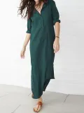 Dark Blue Casual Slit Plus Size Dress