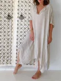 Casual Half Sleeve V Neck Solid Dresses