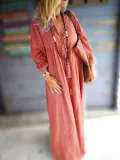 Cotton-Blend Casual Big Hem Dress Solid Dresses