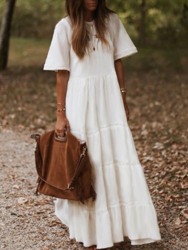 Bohemian casual large size cotton  dress