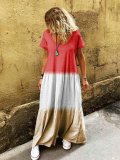 Color-Block Cotton Casual Dresses