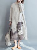 Long Sleeve Cotton Plus Size Dress
