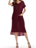 Women Summer Dress Shift Daily Casual Solid Dress