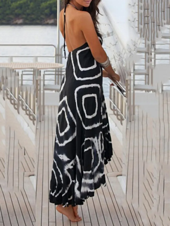 Women Holiday Printed Plus Size Maxi Dress