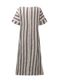 Plus Size Casual Gray A-line Stripes Dress