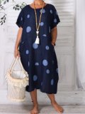 Casual Round Neck Polka Dots Dresses
