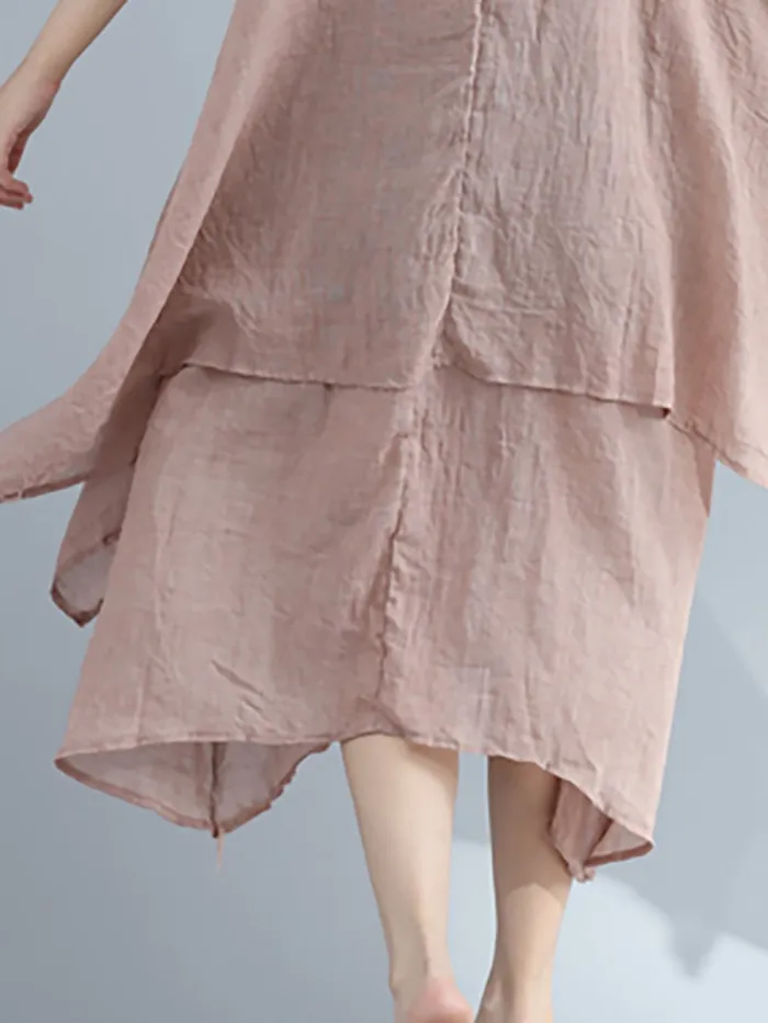 Crew Neck Women Casual Dress A-line Daily Basic Tiered Dress