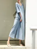 Women Plus Size Dress Shift Daily Short Sleeve Casual Solid Maxi Dress
