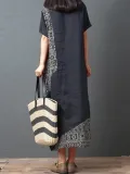 Summer Crew neck Daily Casual Cotton Dress